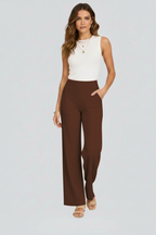 Pantaloni Donna Pull-On a Vita Alta con Gamba Ampia