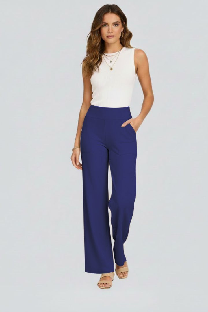 Pantaloni Donna Pull-On a Vita Alta con Gamba Ampia