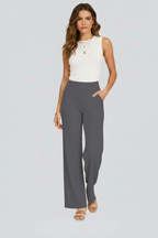 Pantaloni Donna Pull-On a Vita Alta con Gamba Ampia