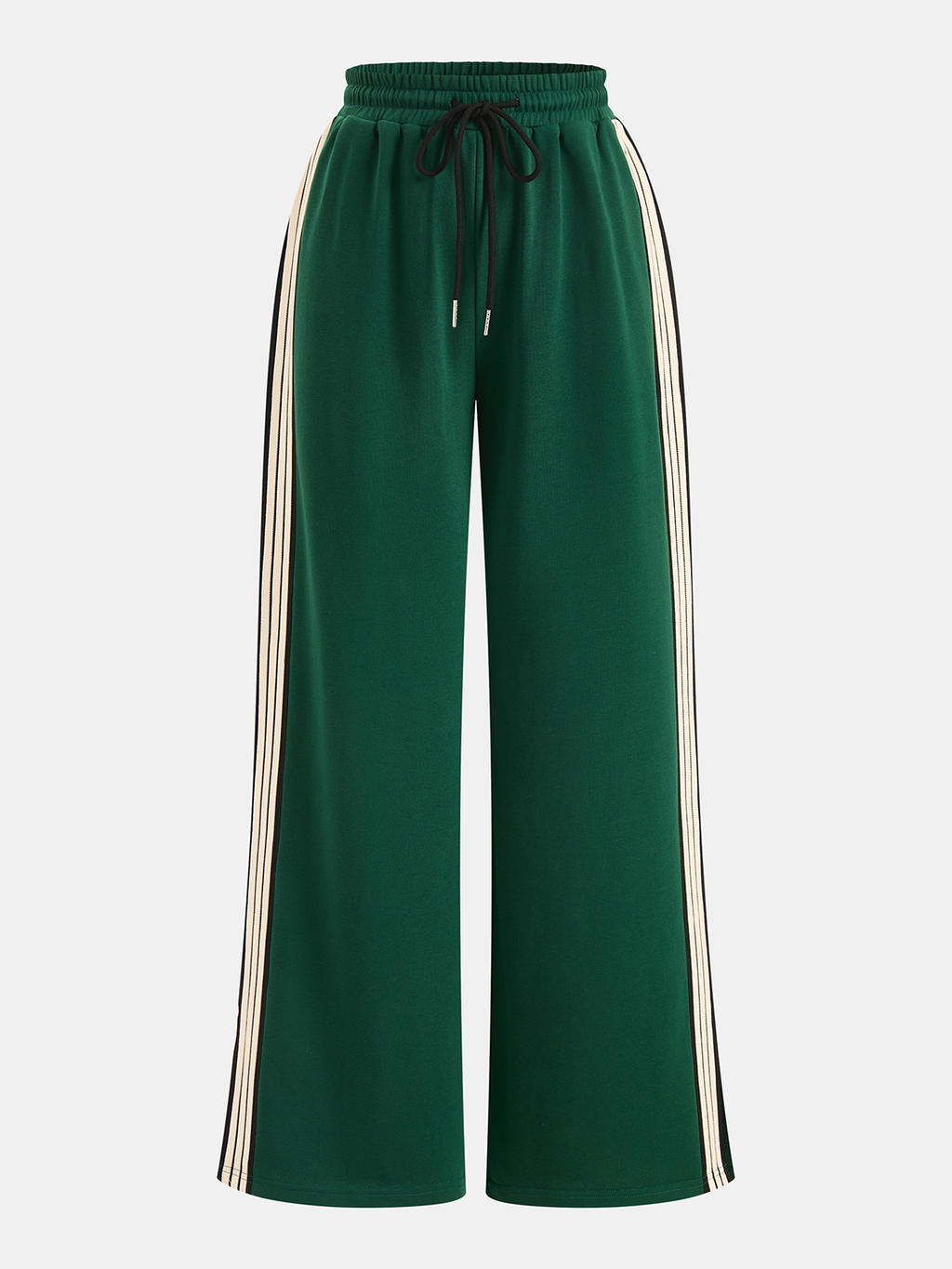 Pantalones de estar por casa para mujer, de pierna ancha, con cordón y bandas laterales