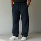 Pantalones casuales de hombre de pierna ancha con cordón ajustable – corte holgado