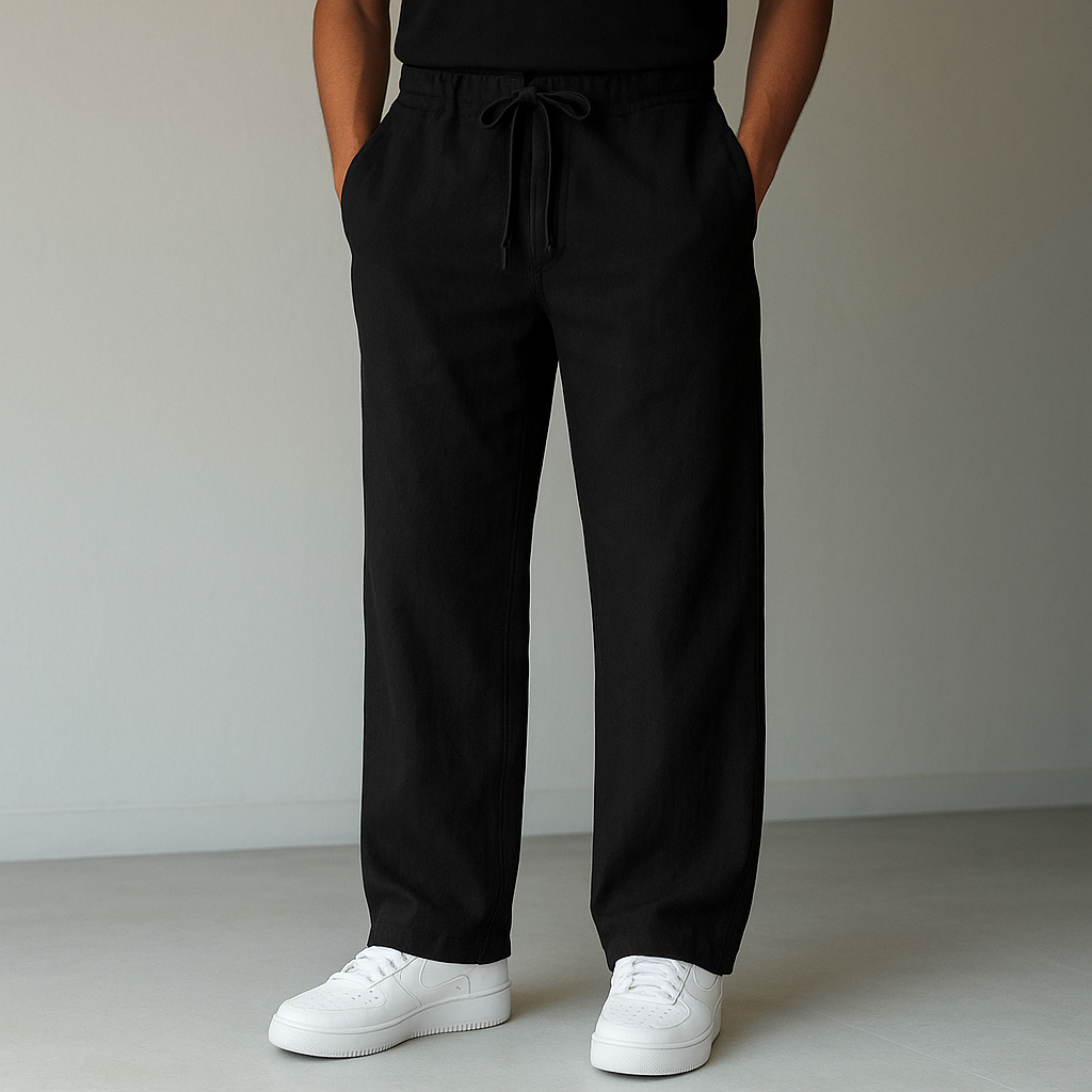 Pantalones casuales de hombre de pierna ancha con cordón ajustable – corte holgado