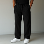 Pantalones casuales de hombre de pierna ancha con cordón ajustable – corte holgado