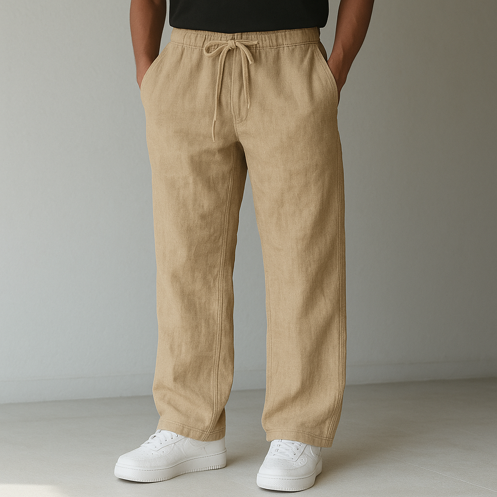 Pantalones casuales de hombre de pierna ancha con cordón ajustable – corte holgado
