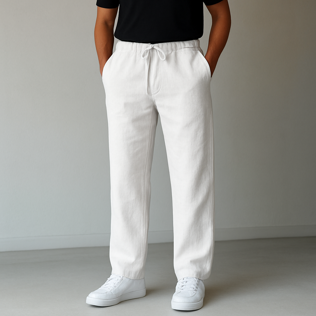 Pantalon décontracté homme à jambes larges avec cordon de serrage – coupe décontractée