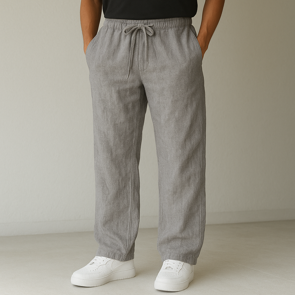 Pantalon décontracté homme à jambes larges avec cordon de serrage – coupe décontractée