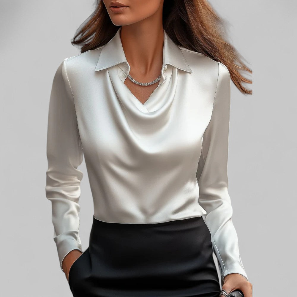 Blouse femme en satin à col cascade ANFINITE