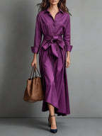 Robe-chemise midi pour femme Abito avec ceinture