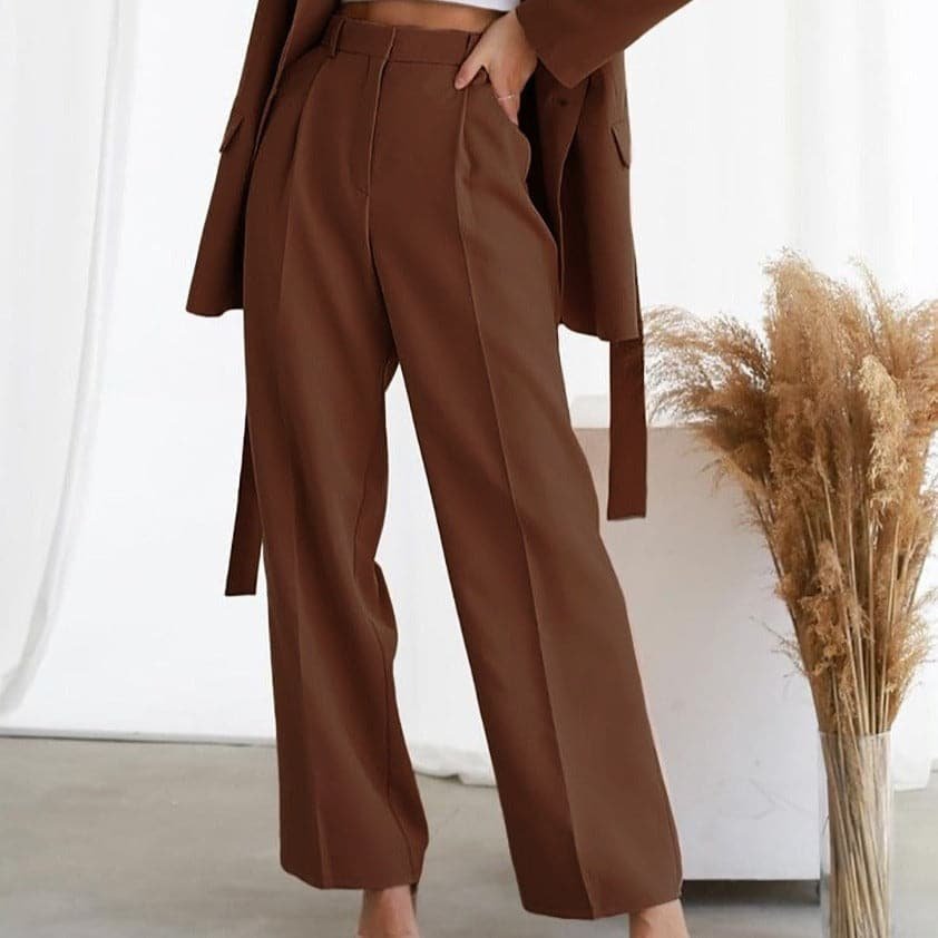Pantaloni Eleganti Donna a Vita Alta con Pieghe – Gamba Larga e Taglio Raffinato