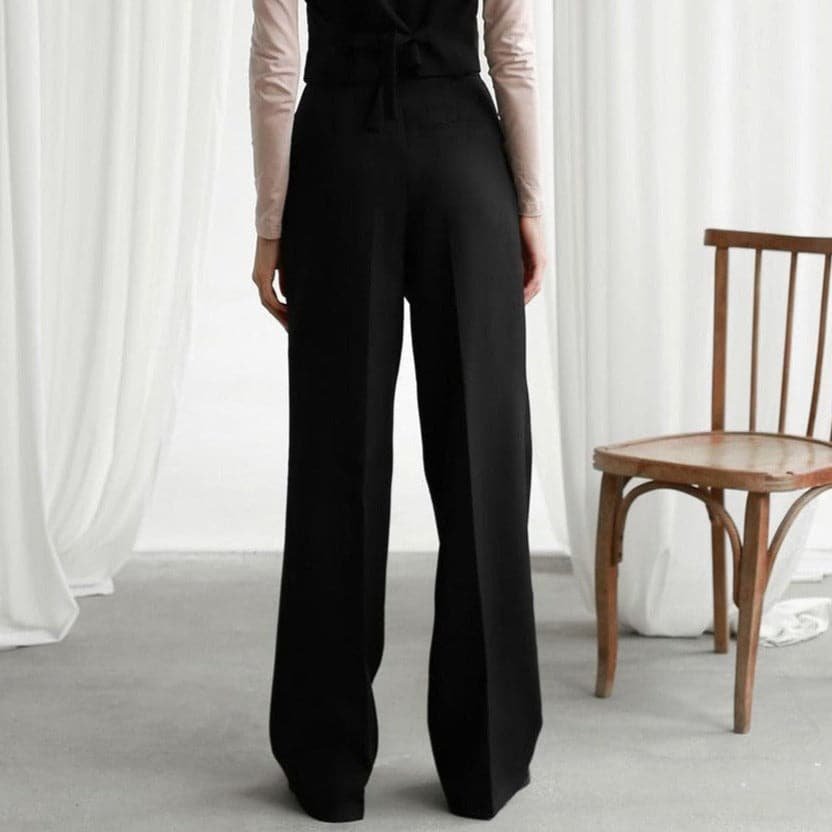 Pantaloni Eleganti Donna a Vita Alta con Pieghe – Gamba Larga e Taglio Raffinato