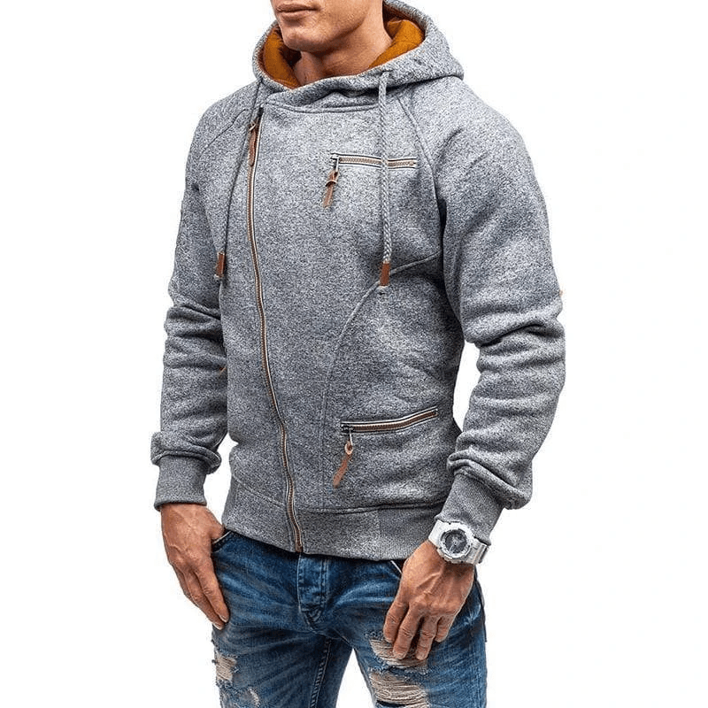 Sudadera de hombre con capucha y cremallera completa - estilo informal con múltiples bolsillos