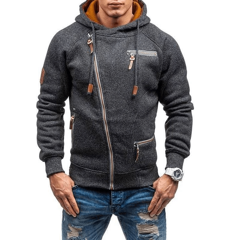 Sudadera de hombre con capucha y cremallera completa - estilo informal con múltiples bolsillos