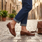 Mocassins bas rétro pour femme en cuir végétalien