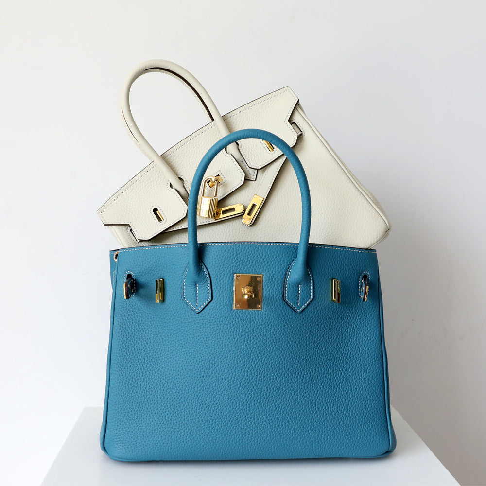 Borsa a Mano Donna in Vera Pelle Cognac