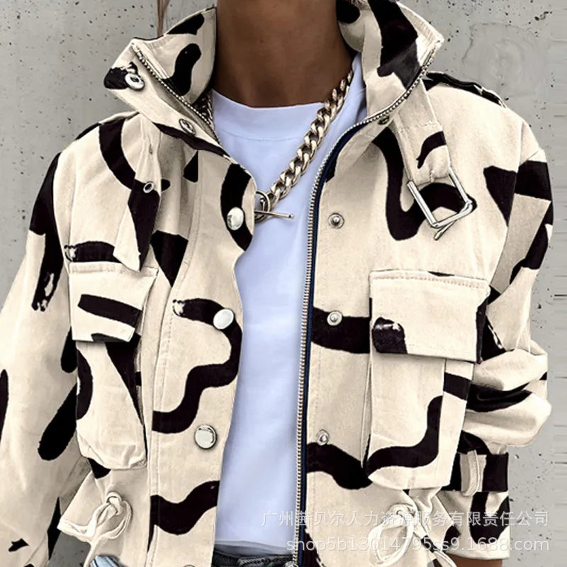Bomber Cropped Donna Leggero con Collo Alto