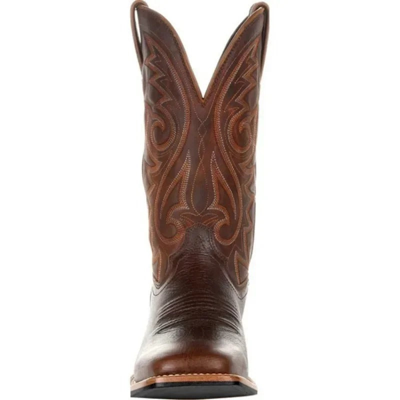 Botas cowboy para mujer con bordados western - botas texanas de media caña con tacón bajo