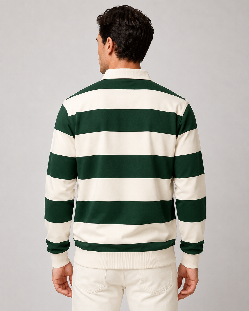 Polo de rugby homme rayé à manches longues