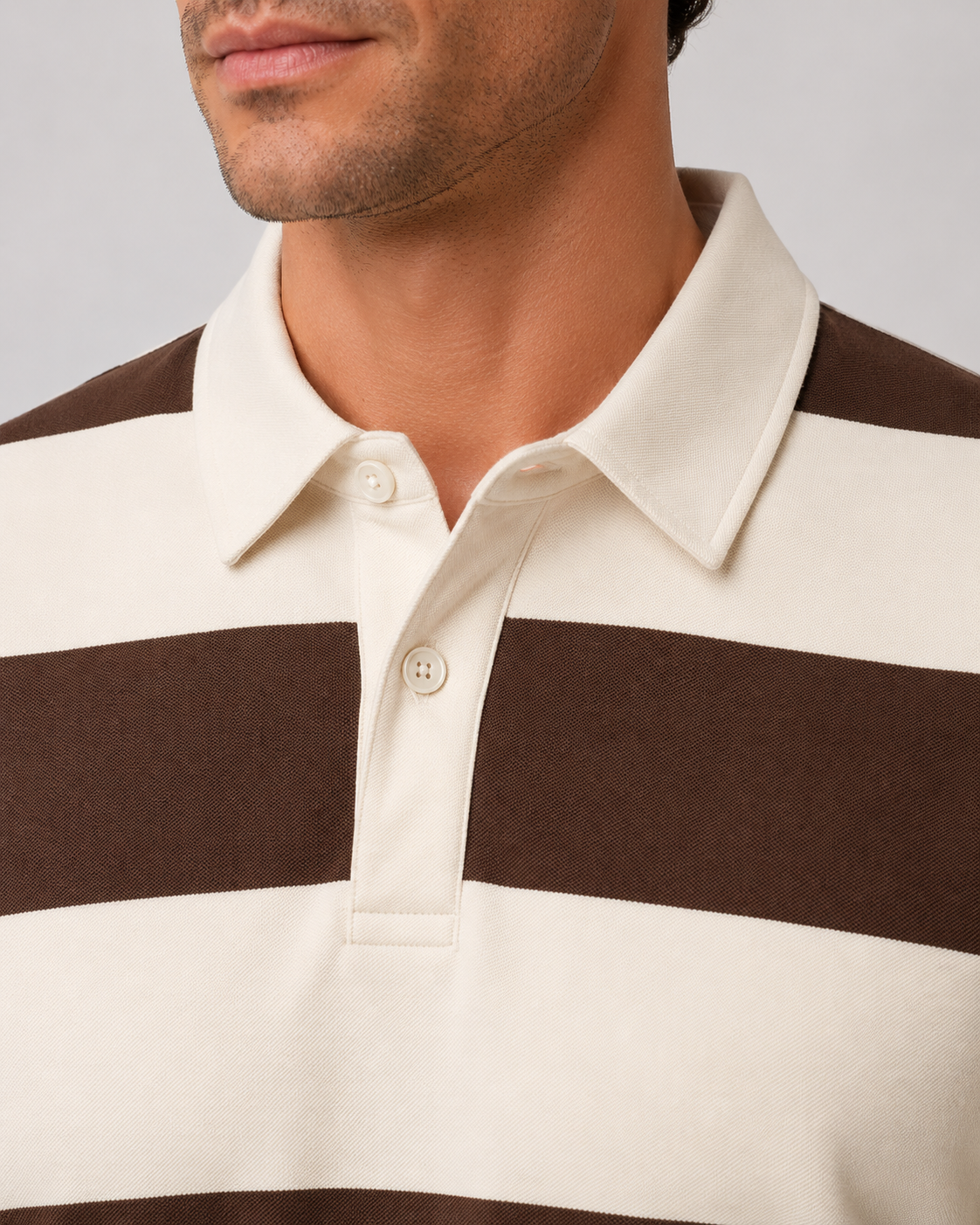 Polo de rugby homme rayé à manches longues
