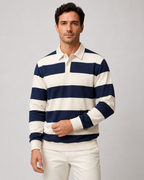 Polo de rugby homme rayé à manches longues