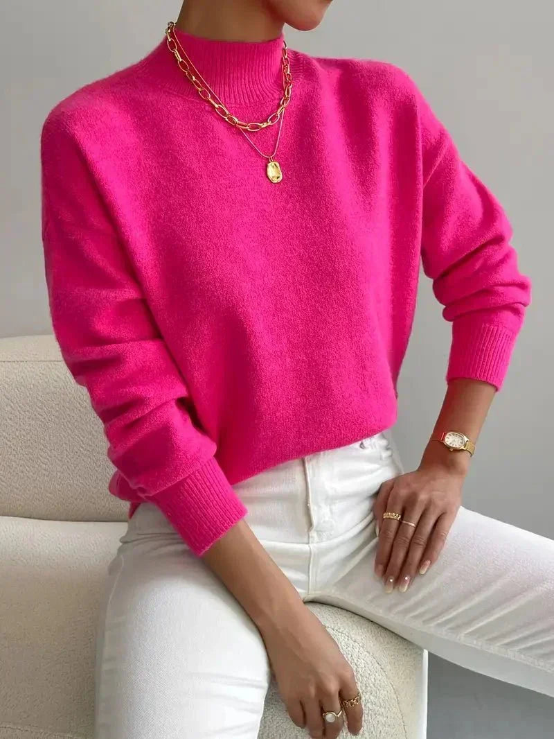 Maglione Donna Minimalista con Collo Alto Morbido