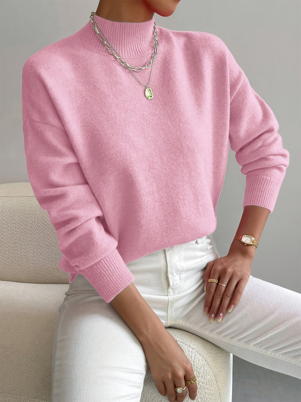 Maglione Donna Minimalista con Collo Alto