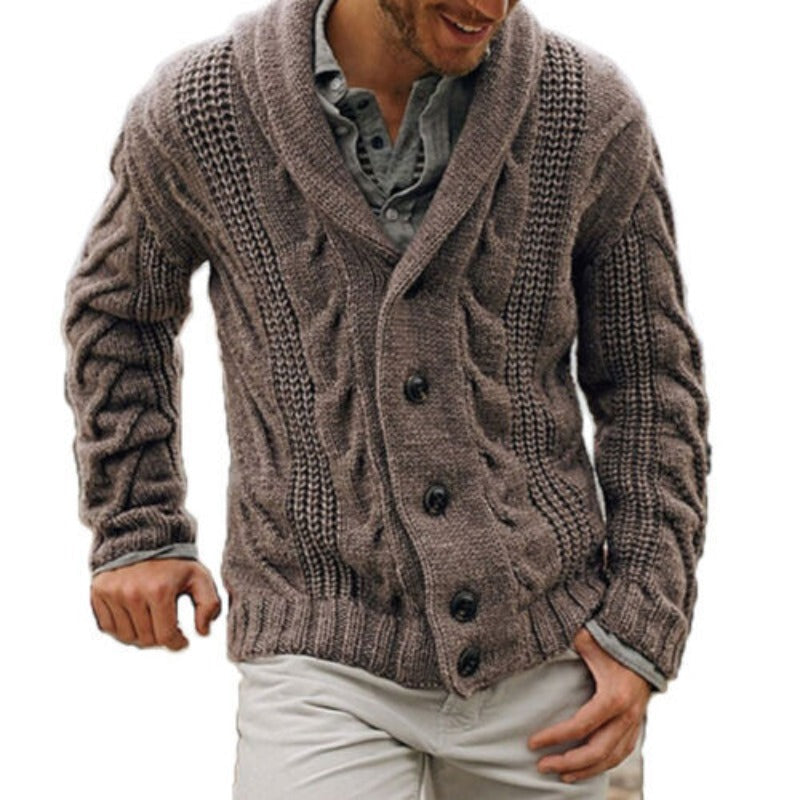 Cardigan Uomo in Misto Lana con Bottoni dal Taglio Classico