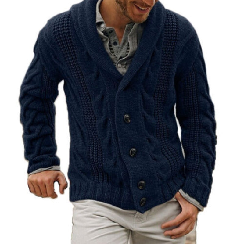 Cardigan Uomo in Misto Lana con Bottoni dal Taglio Classico