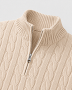 Maglione Uomo a Trecce con Mezza Zip e Collo Alto