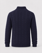 Maglione Uomo a Trecce con Mezza Zip e Collo Alto