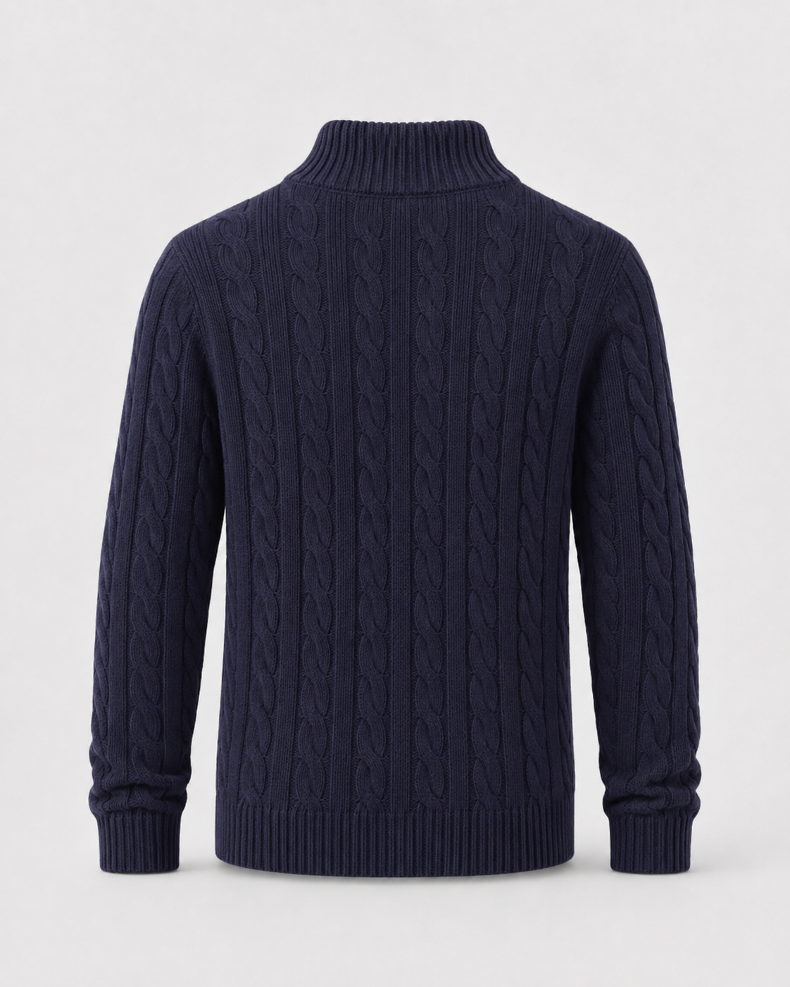Maglione Uomo a Trecce con Mezza Zip e Collo Alto