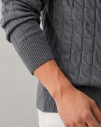 Cardigan Uomo in Maglia a Trecce con Collo Alto
