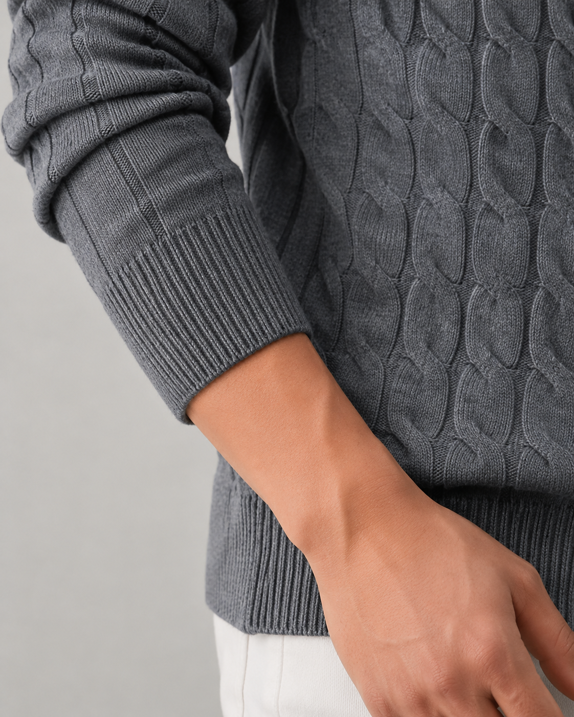 Cardigan Uomo in Maglia a Trecce con Collo Alto
