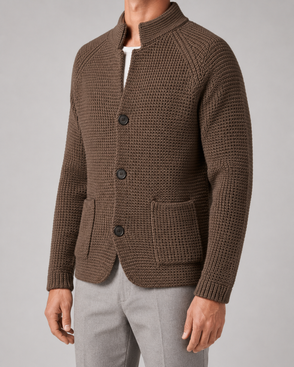 Cardigan Uomo in Maglia Testurizzata con Bottoni