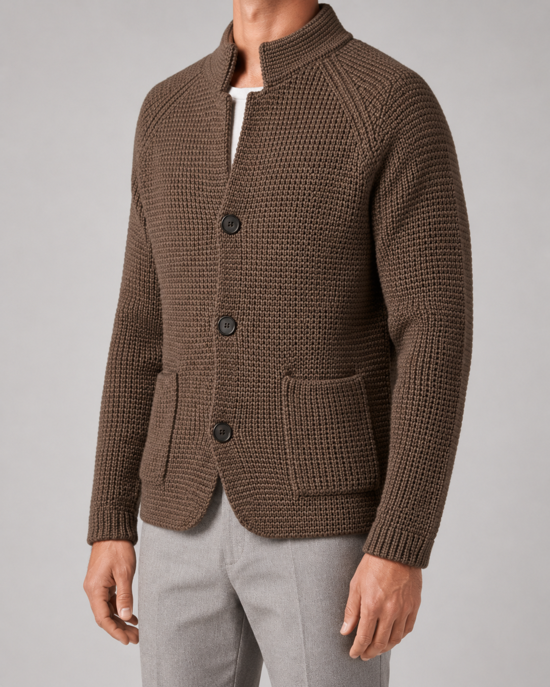 Cardigan Uomo in Maglia Testurizzata con Bottoni