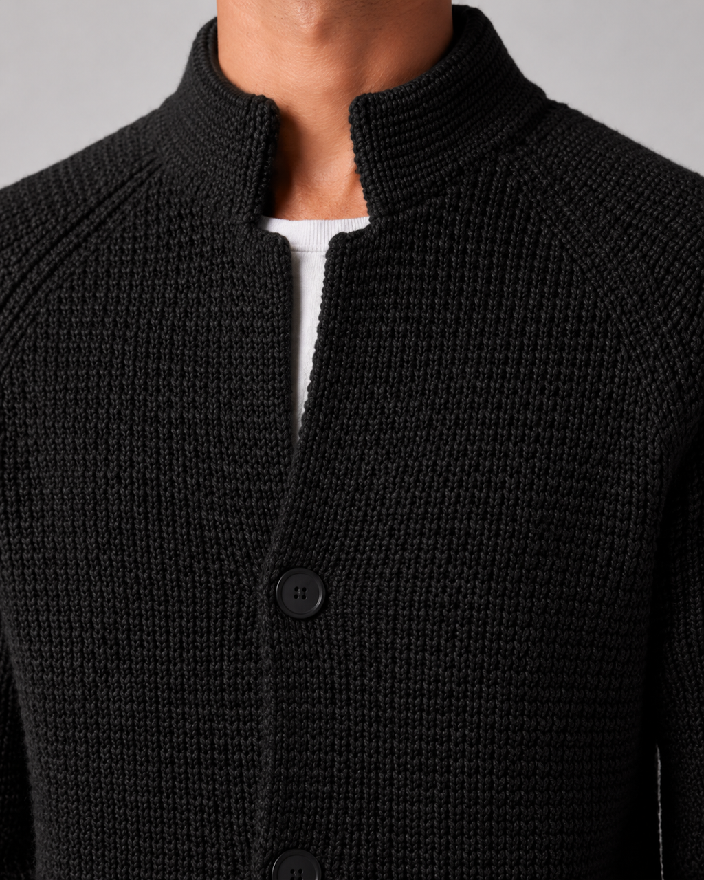 Cardigan Uomo in Maglia Testurizzata con Bottoni