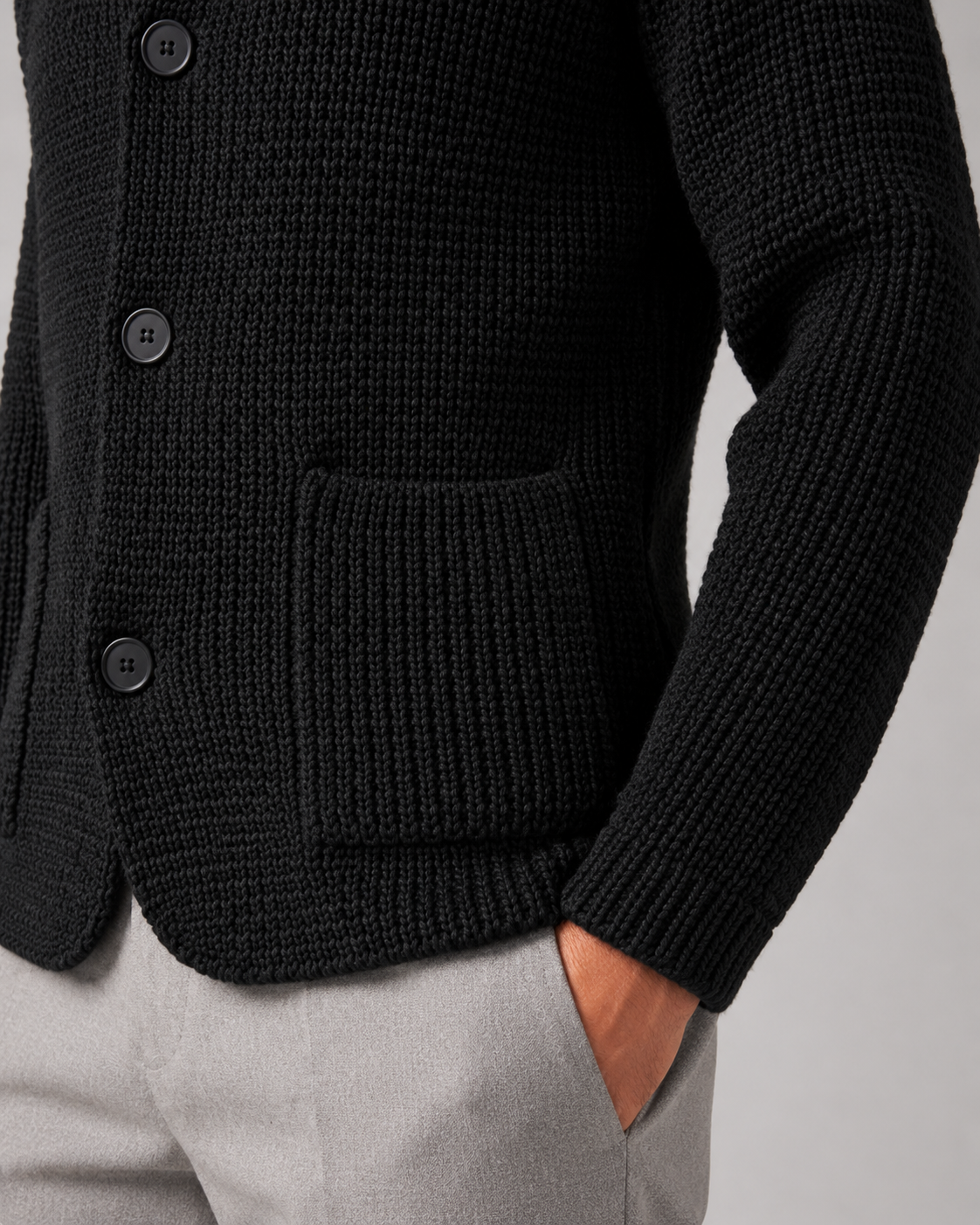 Cardigan Uomo in Maglia Testurizzata con Bottoni