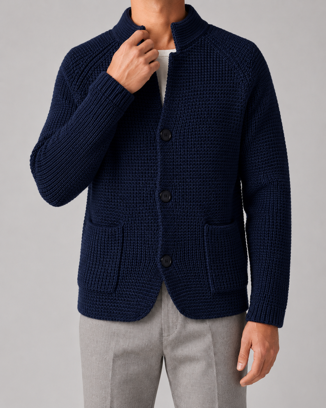 Cardigan Uomo in Maglia Testurizzata con Bottoni