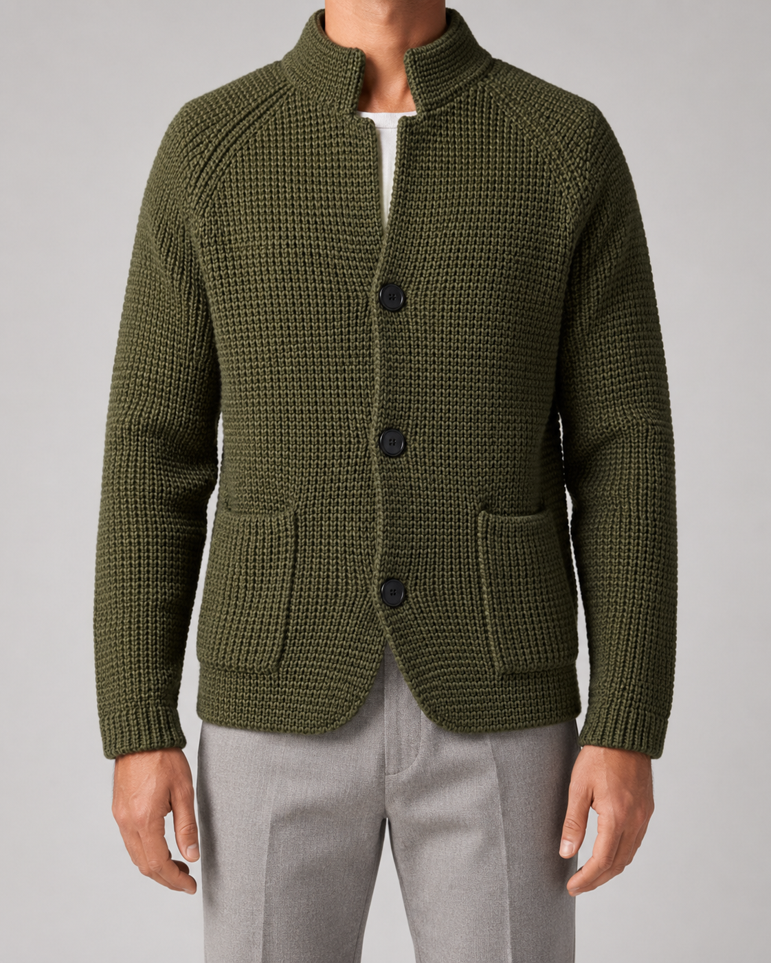 Cardigan Uomo in Maglia Testurizzata con Bottoni