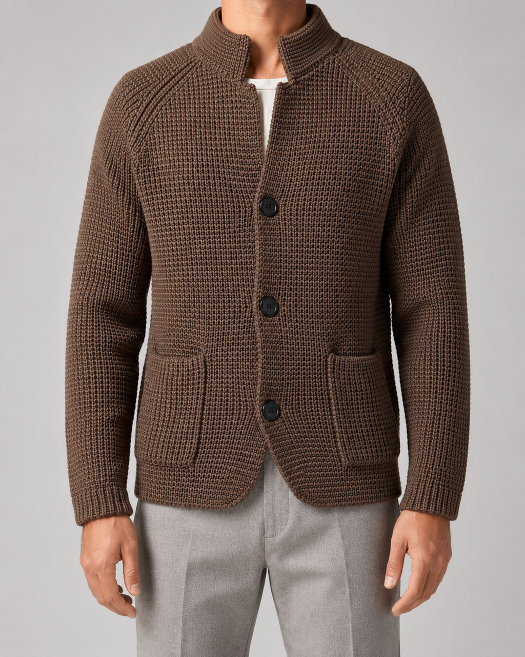 Cardigan Uomo in Maglia Testurizzata con Bottoni
