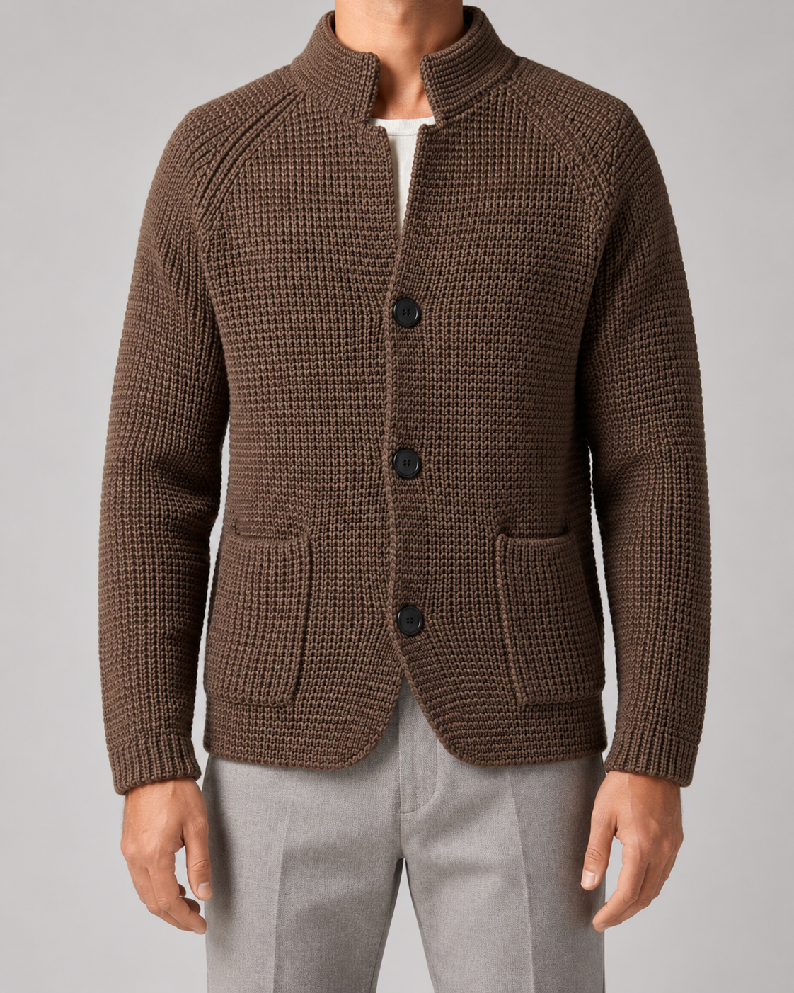 Cardigan Uomo in Maglia Testurizzata con Bottoni