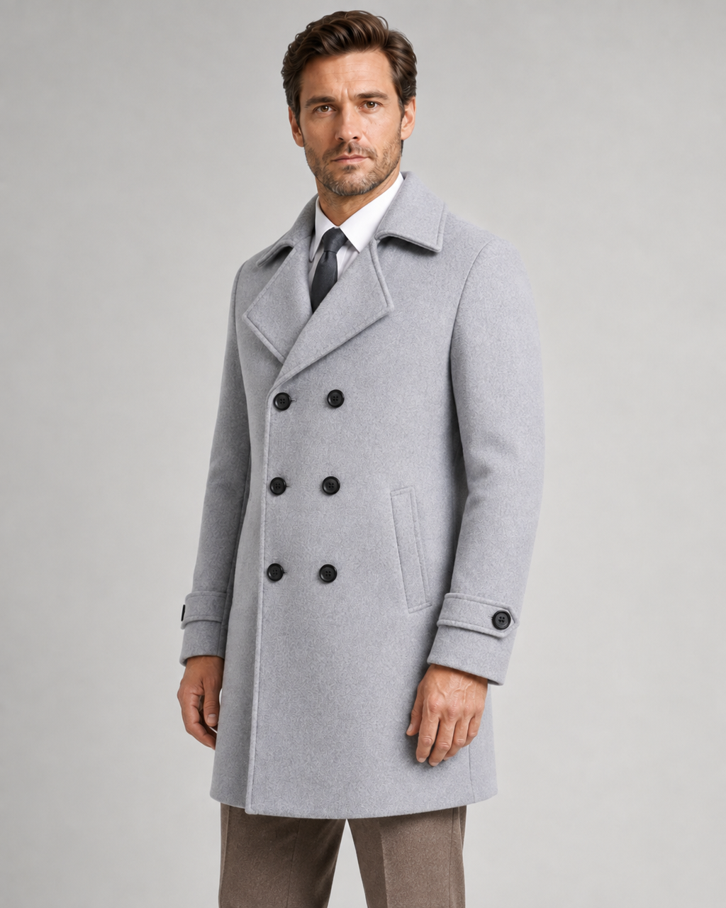 Cappotto Uomo Doppiopetto in Lana con Revers Ampi