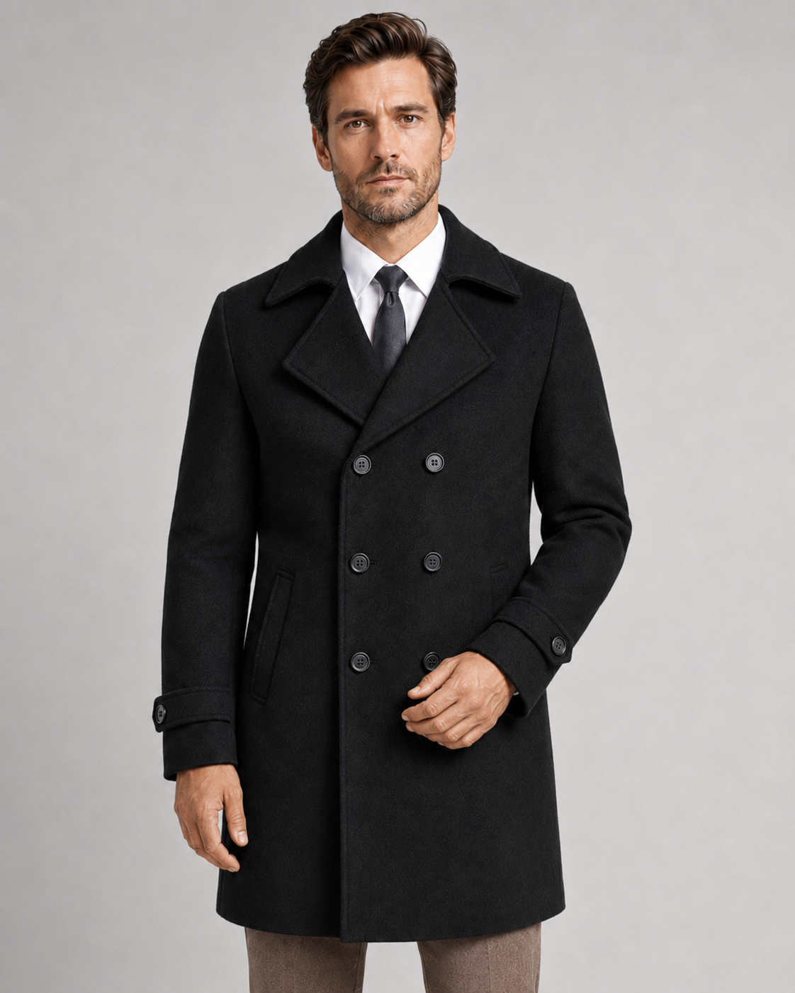Cappotto Uomo Doppiopetto in Lana con Revers Ampi
