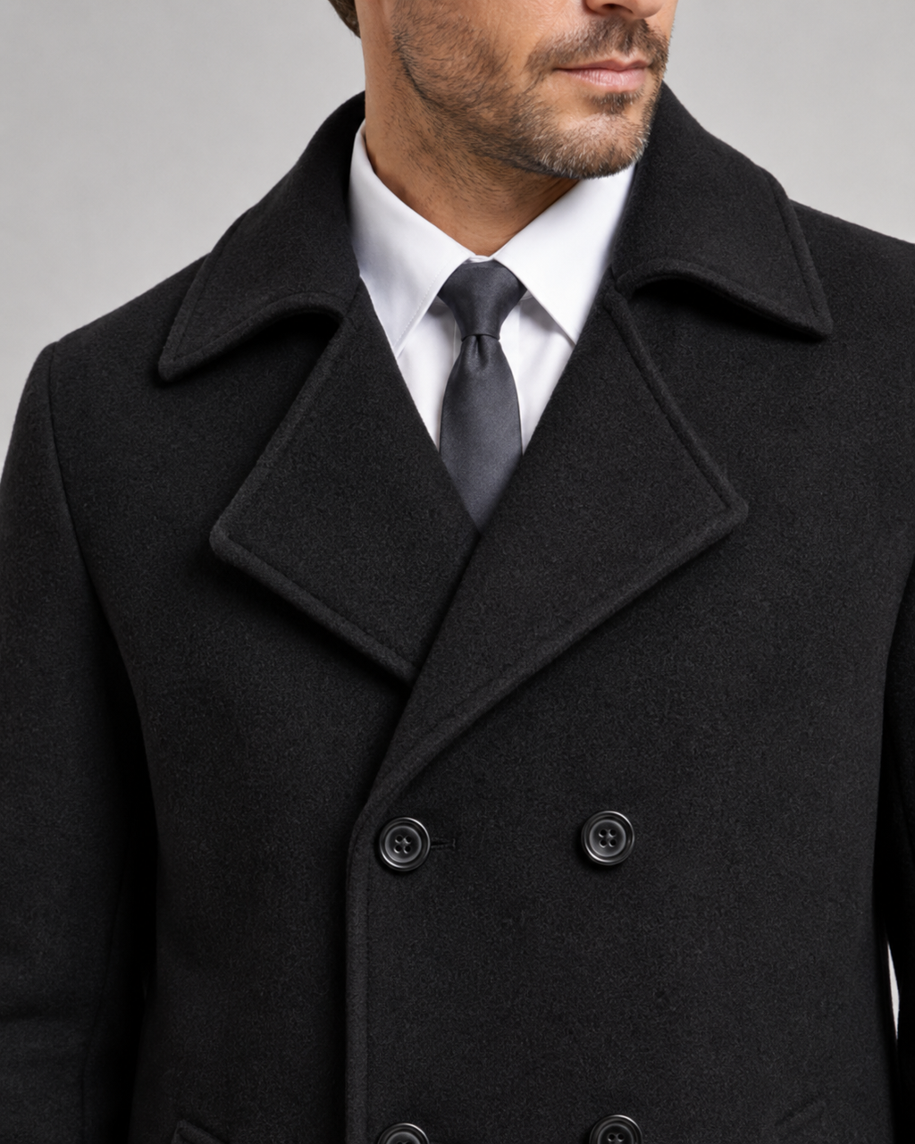Cappotto Uomo Doppiopetto in Lana con Revers Ampi