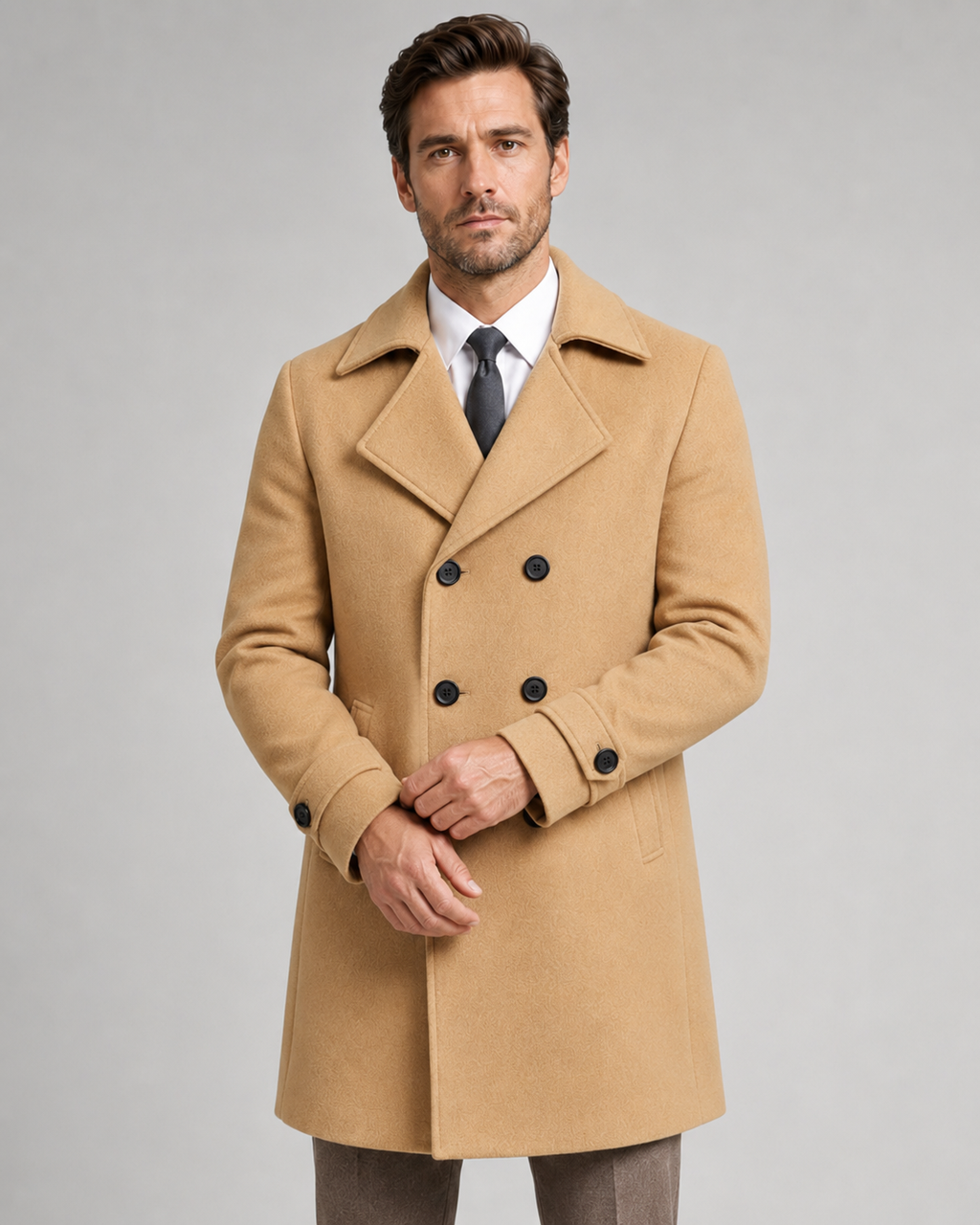 Cappotto Uomo Doppiopetto in Lana con Revers Ampi