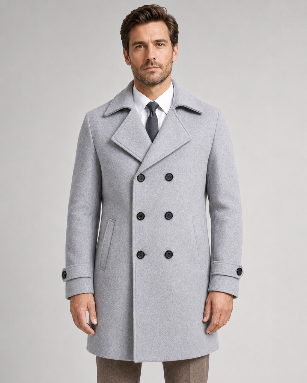 Cappotto Uomo Doppiopetto in Lana con Revers Ampi