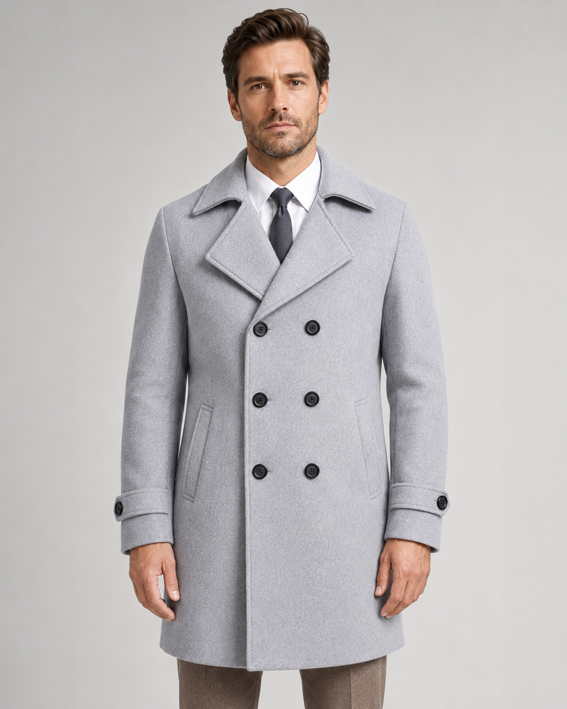 Cappotto Uomo Doppiopetto in Lana con Revers Ampi