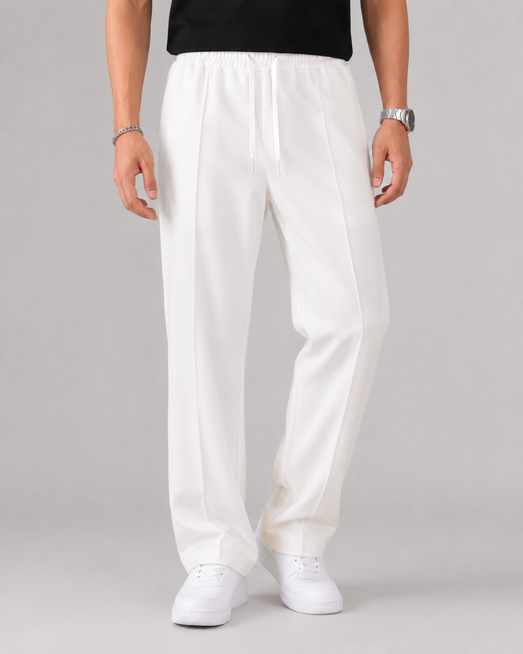 Pantalones de hombre con cordón y pernera recta