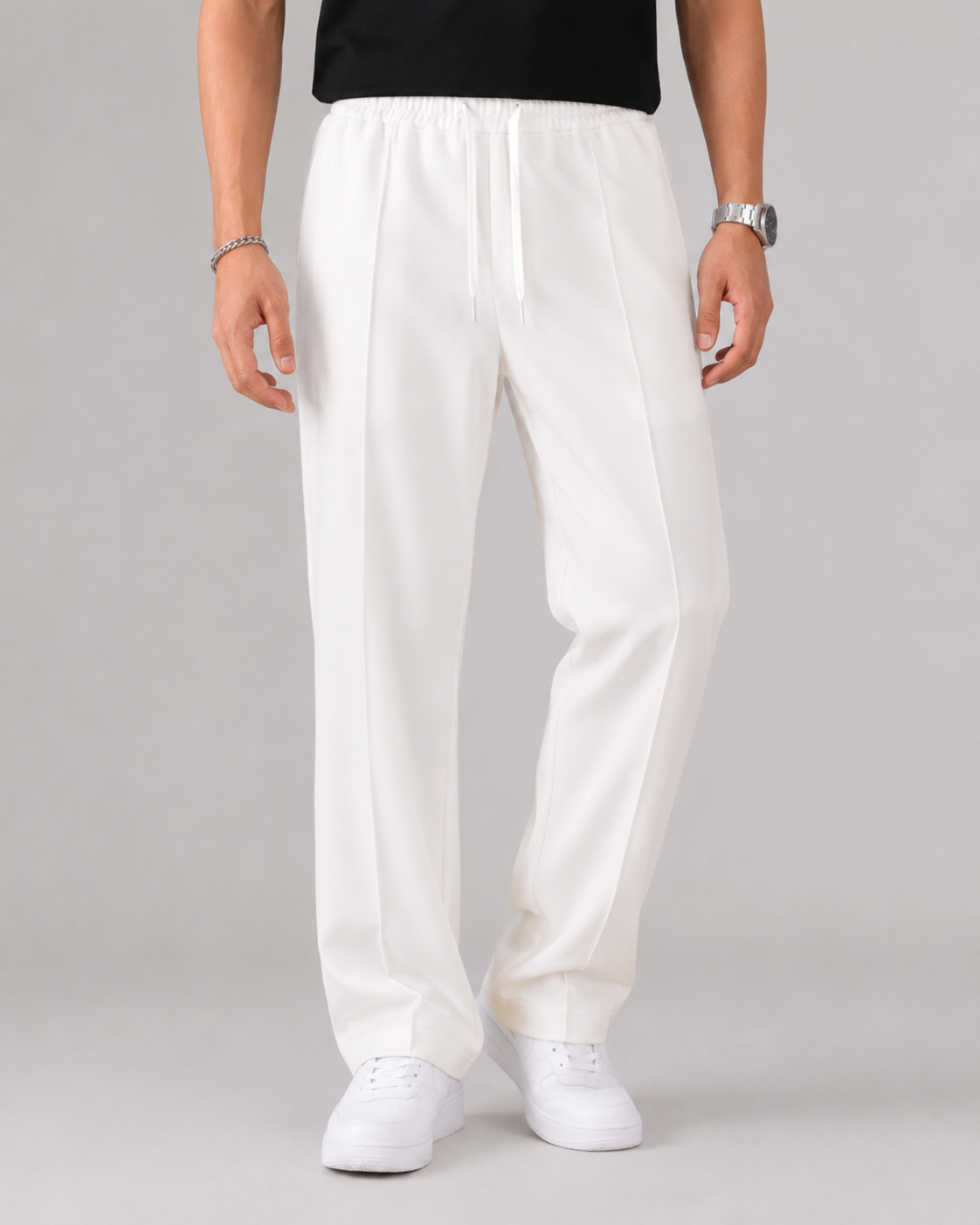 Pantalones de hombre con cordón y pernera recta