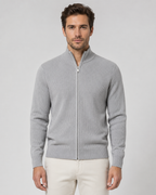 Cardigan homme en maille à fermeture éclair et col montant