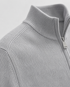 Cardigan homme en maille à fermeture éclair et col montant